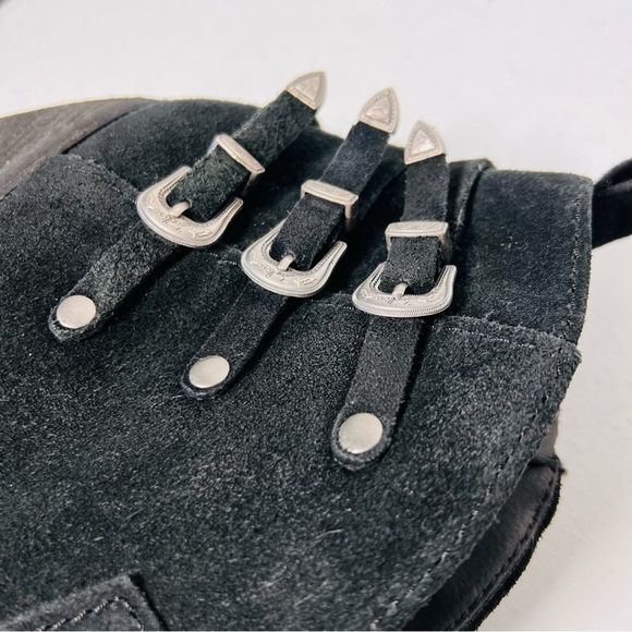 ZODIAC Western 3 Buckle Suede Booties 10M Black - Picture 5 of 8